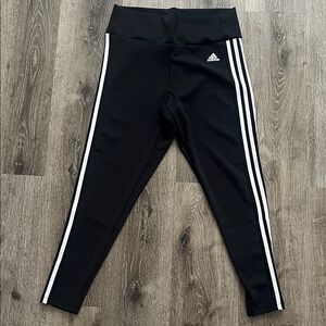 Adidas Women's Black Leggings with White Stripes